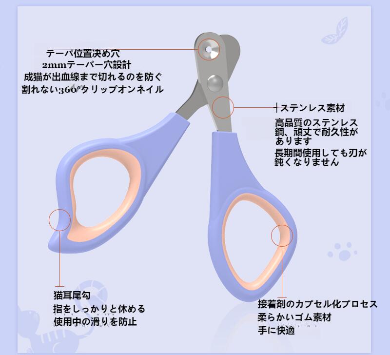 【スーパーSALE対象商品25％オフ！】＆100円オフ★猫 爪切り 猫爪切りグッズ ネコ爪切り 猫の爪切り ペット爪切り ギロチン ニッパー ツメ切り ストレスがない スパッと切れる 小動物用爪切り 血管が見える ネイルトリマー 滑りにくい 切りやすい 丸型 初心者 爪ケア 2