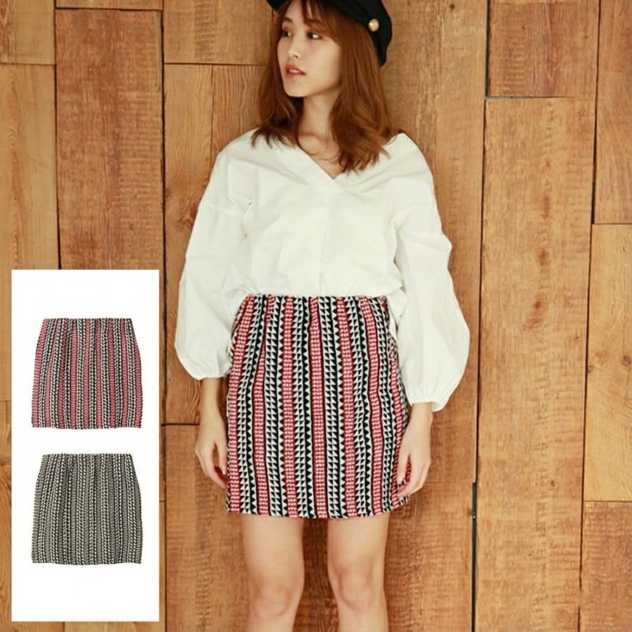 【送料無料】ネイティブ柄ジャガードスカート【メール便送料無料商品】【WaS】