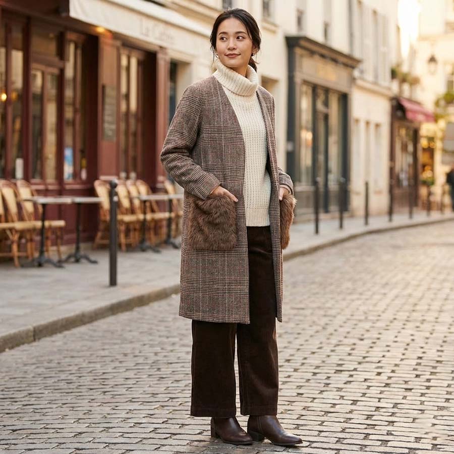 楽天市場】グレンチェック ノーカラー コートの通販