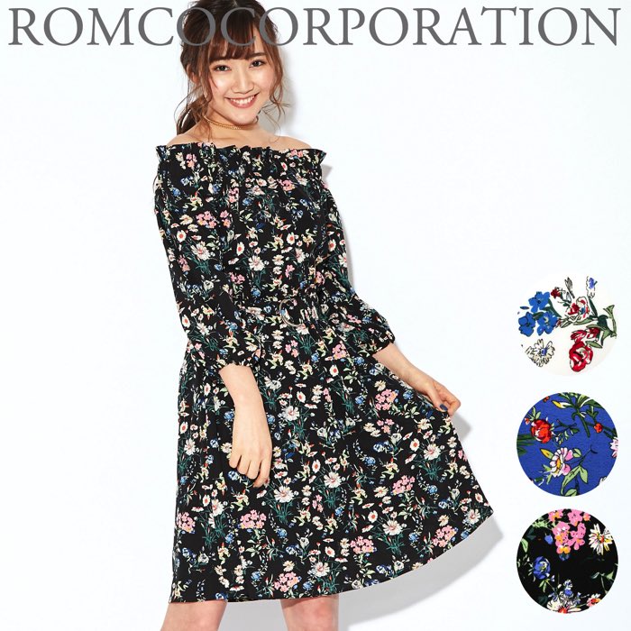 Rakuten - Wartery Flower オフショルワンピース （ ワンピース オフショル 花柄 ベルト付き 5分袖 春 夏 プチプラ ） 【宅配便配送】【WaG】