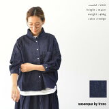 sasanqua by trees 󥫥Хĥ꡼ Denim band collar shirt AN-223D ̵ 