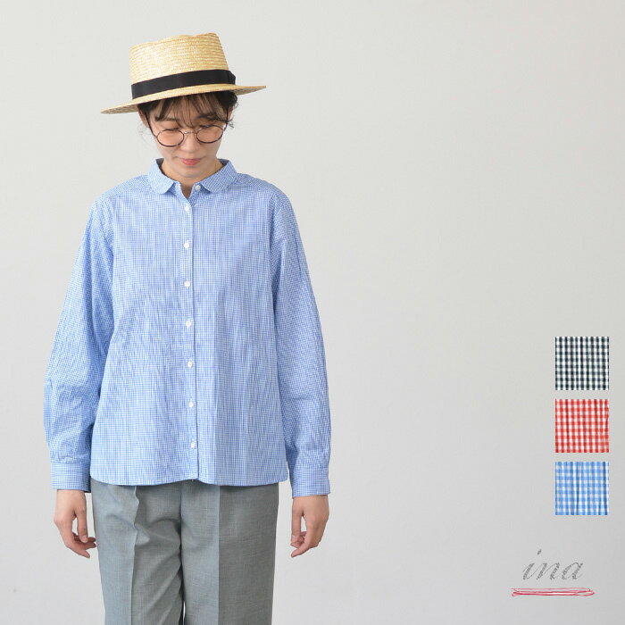 お値下げ☆ina ブラウス ☆ SALE 50%OFF】ina(イナ) 袖カフス前開きブラウス クレープロッキーパル
