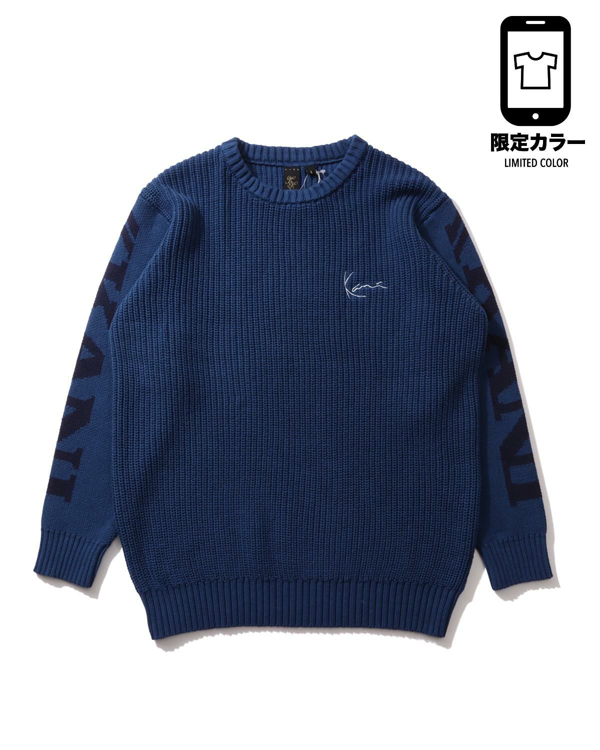 Karl Kani (カールカナイ) ウォッシャブル リミテッド 袖 ジャカード セーター メンズ レディース 大きいサイズ 長袖 ストリート ヒップホップ