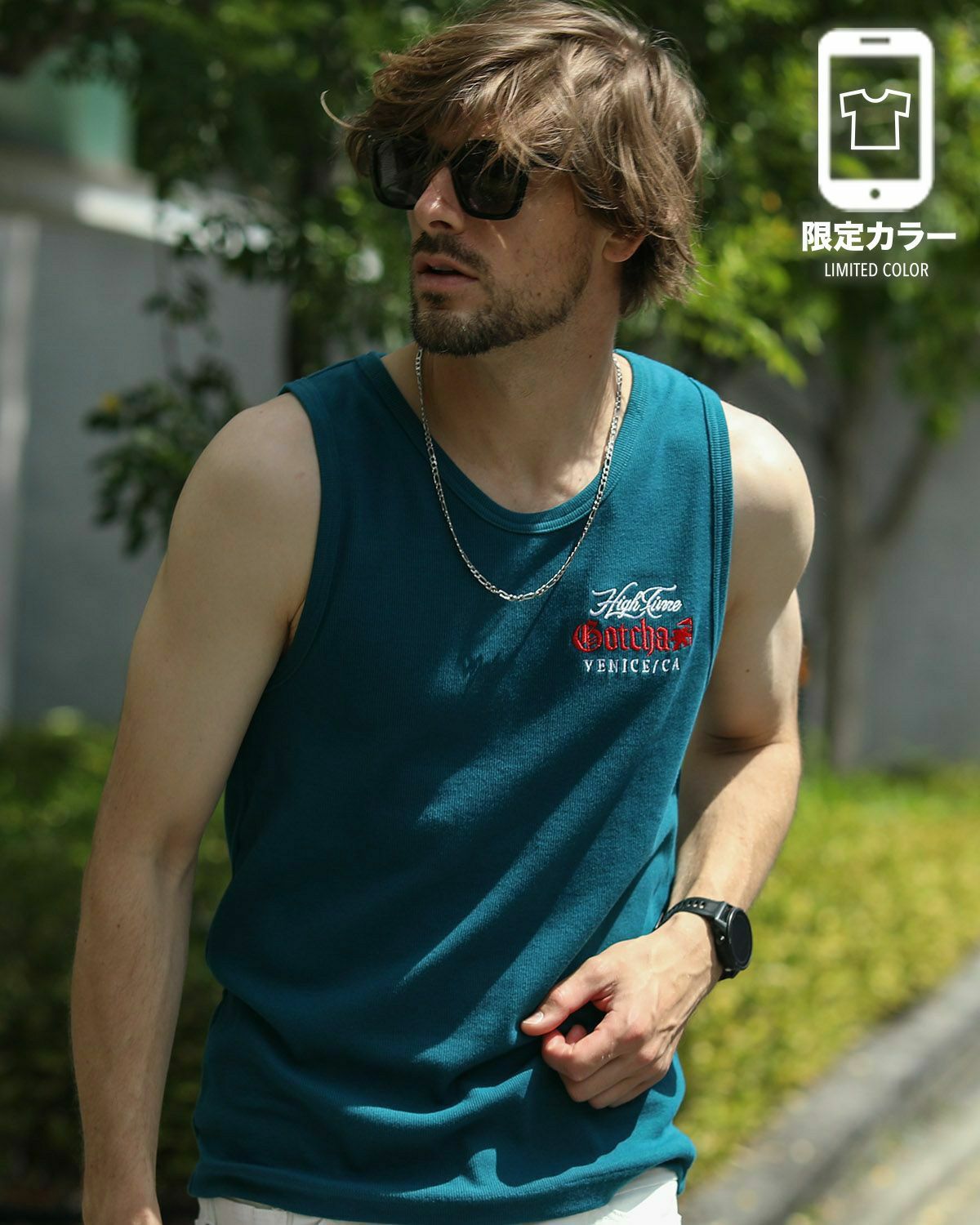 GOTCHA (ガッチャ) 抗菌防臭 テレコ タンク メンズ レディース 大きいサイズ 長袖 サーフ