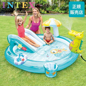 プール ビニールプール インテックス Intex ゲーター プレイセンター 201 × 170 × 84cm 57165NP GATOR PLAY CENTER 滑り台 シャワー付き 家庭用プール 子供用 キッズ 水遊び