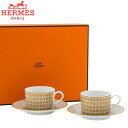 エルメス HERMES モザイク ヴァンキャトル ティーカップ&ソーサー ペア 026016P イエローゴールド/ホワイト Masaique au 24 Tea...