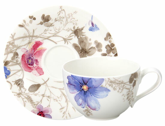 Villeroy&Boch ビレロイ＆ボッホ Mariefleur GRIS Mariefleur Gris Basic Tea Cup 8 1/2 oz & Mariefleur Basic Tea Cup Saucer 6 1/4 in マリフルール グリ ティーカップ＆ソーサー 洋食器 キッチン 2