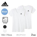 【15%OFFクーポン!3000円以上】adidas ボーイズ VネックTシャツ ワイドシルエット2P 2枚組 トップス 半袖シャツ 吸汗速乾 部活 インナー ...