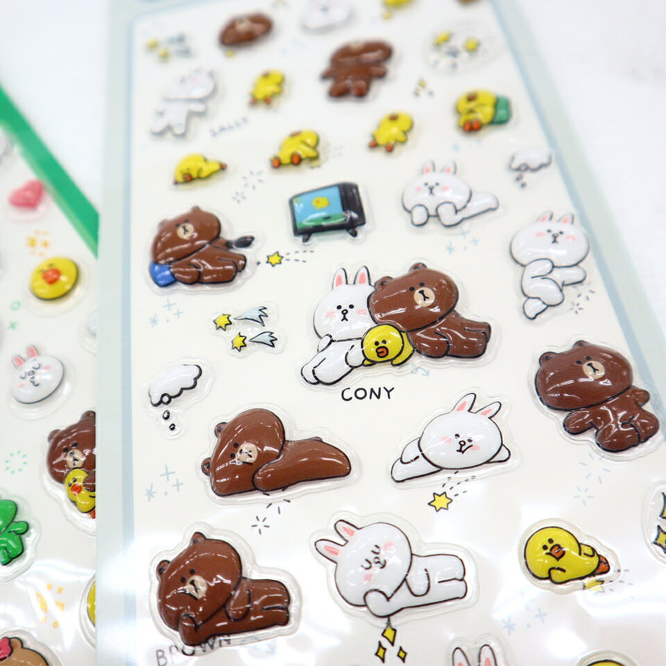 送料無料 シール 2枚セット シール NN LINE FRIENDS ぷくぷくシール