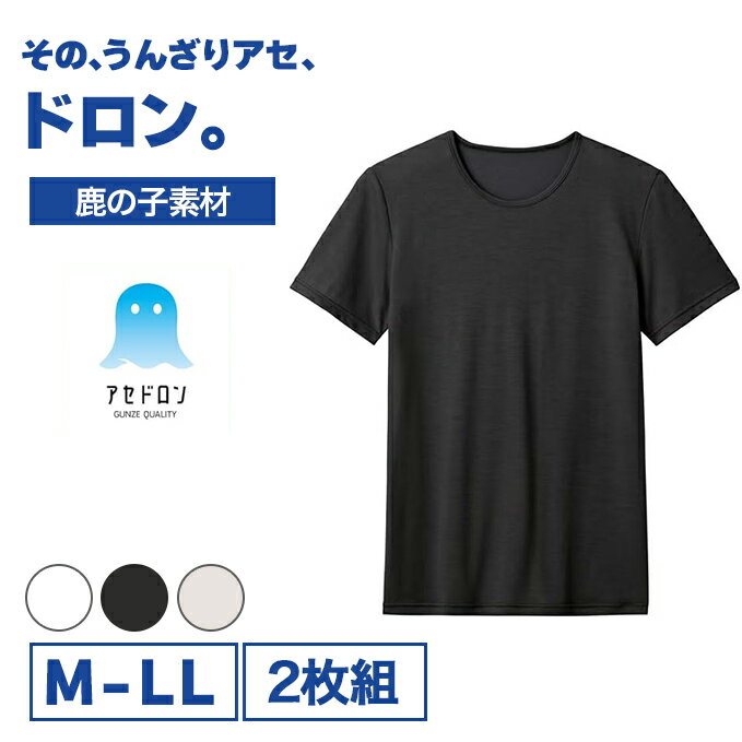 (2枚組) 送料無料 GUNZE(グンゼ) アセドロン クルーネック Tシャツ 鹿の子素材 夏用 メンズ 速乾 汗ムレ 汗対策 ソフトストレッチタイプ クルーネックティーシャツ MCA713R グンゼ 男性 紳士 インナー 伸縮性 通気性 ドライ スポーツ フィットネス ジム GUNZE