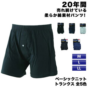 【20％OFFクーポン！4000円以上】★メール便 送料無料★【メンズ ニット トランクス】無地 S M L 全5色