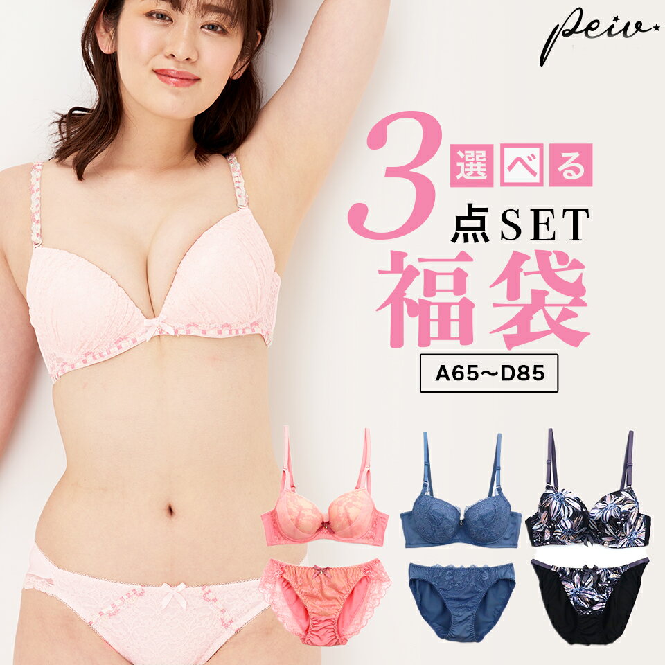 【15％OFFクーポン！3000円以上】福袋 2024 A65～D95 福袋 選べる3タイプ おまかせ ブラジャー＆ショーツ3組入セット 福袋 下着 レディース セット ブラジャー ショーツ セットブラ＆ショーツ ブラ福袋 おまかせ3組セット