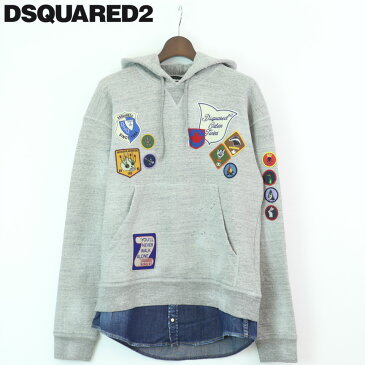 ディースクエアード メンズ パーカー トレーナーワッペン DSQUARED2 S74GU0240 グレー