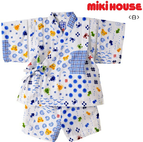 MIKIHOUSE/ミキハウス★二重織ガーゼ★パッチワーク柄プッチー甚平スーツ【size80c/90cm】