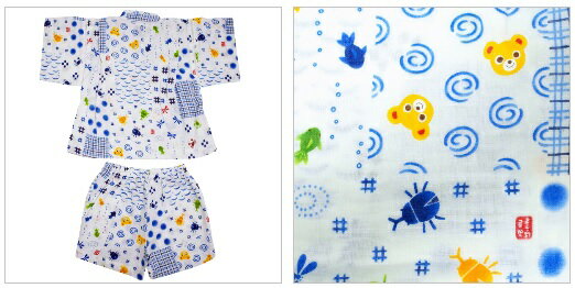 MIKIHOUSE/ミキハウス★二重織ガーゼ★パッチワーク柄プッチー甚平スーツ【size80c/90cm】