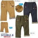 DOUBLE.B/ミキハウスダブルB★裾折り返し総柄星＆ベア★ストレッチパンツ