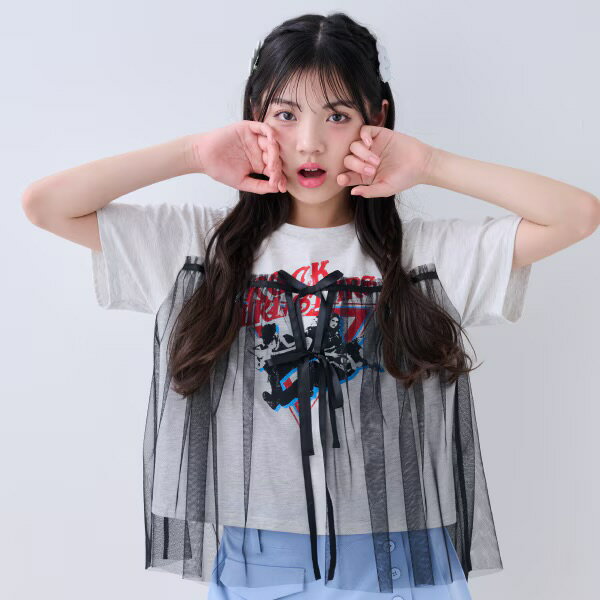 バイ ラビット(by LOVEiT)チュール付きバンドTシャツのサムネイル