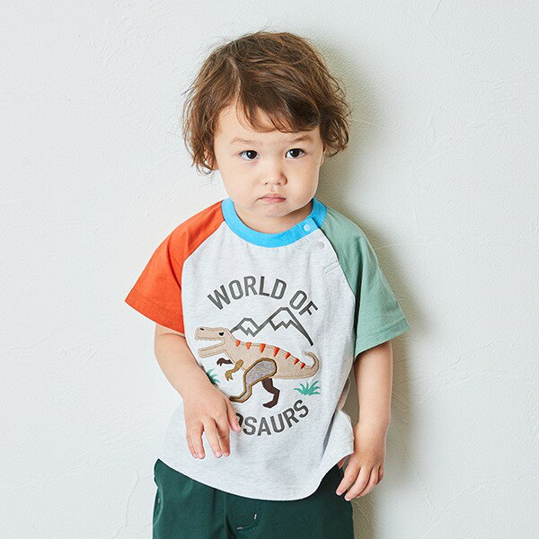 kladskap（クレードスコープ）★恐竜アップリケラグラン半袖Tシャツ★【size80c/90c/100c/110c/120cm】のサムネイル