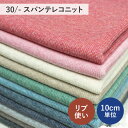 【10cm単位】ニット 生地 30/-スパンテレコ( リブニット リブ使い 日本製 布 無地 よく伸びる 明るい色 袖口 裾 付属ニット ハンドメイド )【メー...