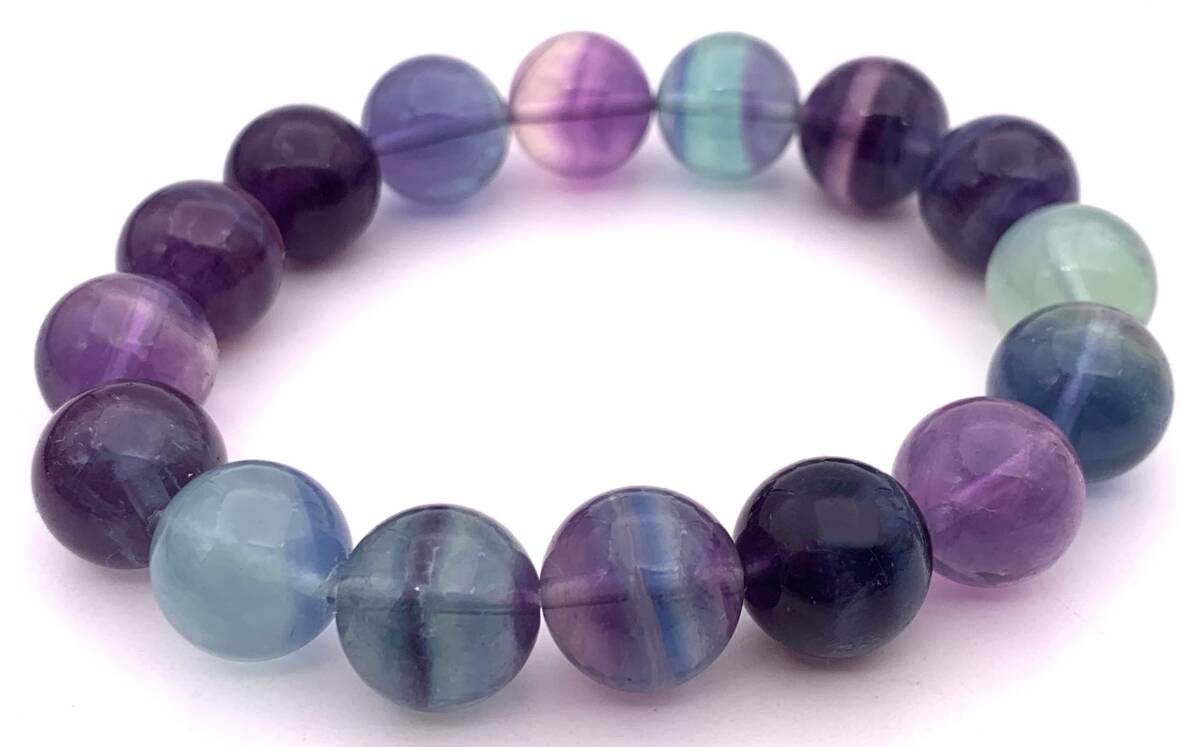 天然石レインボーフローライトAAA12mm玉のブレスレット-10