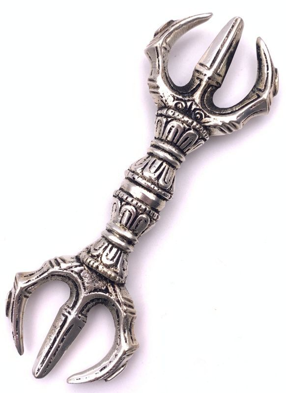 チベット密教法具 三鈷杵-ドルジェ（アンティークシルバー