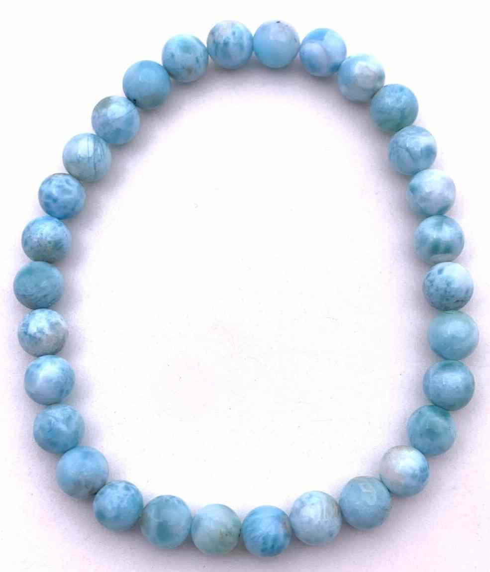 天然石ラリマーAAA6mm玉のブレスレット-2A