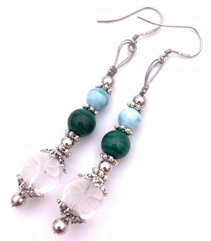 天然石手彫り水晶四葉のクローバー＆...