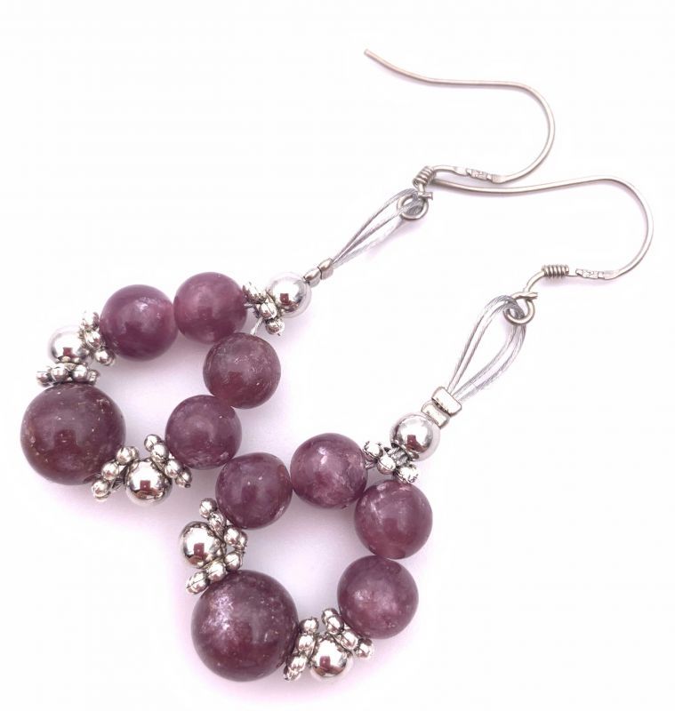 天然石レピドライトトAAのピアス