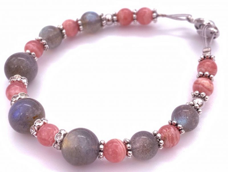 天然石インカローズ&ラブラドライトのブレスレット