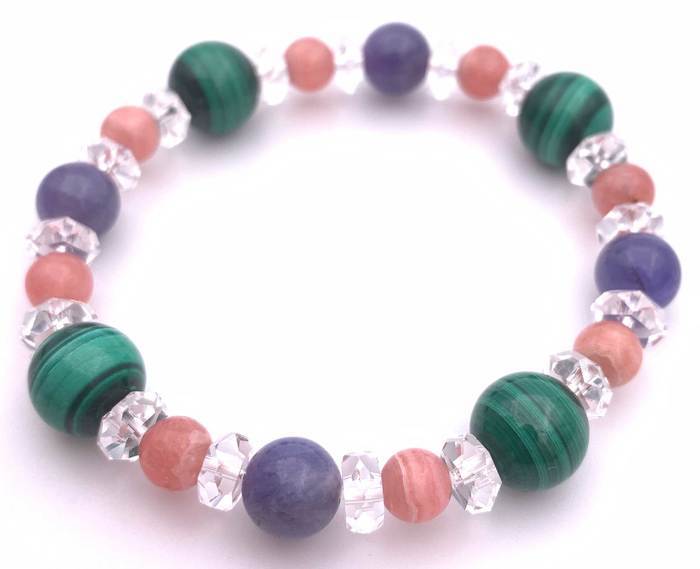 天然石タンザナイト＆マラカイト&インカローズのブレスレット