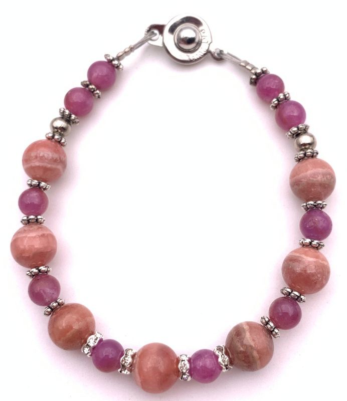 天然石ルビー&インカローズ（ロードクロサイト）のブレスレット