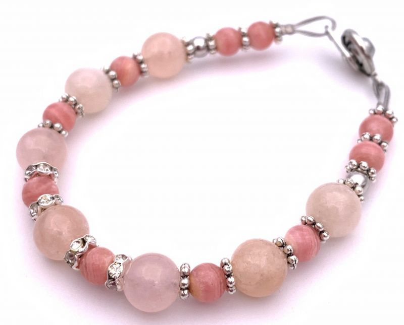 天然石インカローズ&モルガナイトのブレスレット