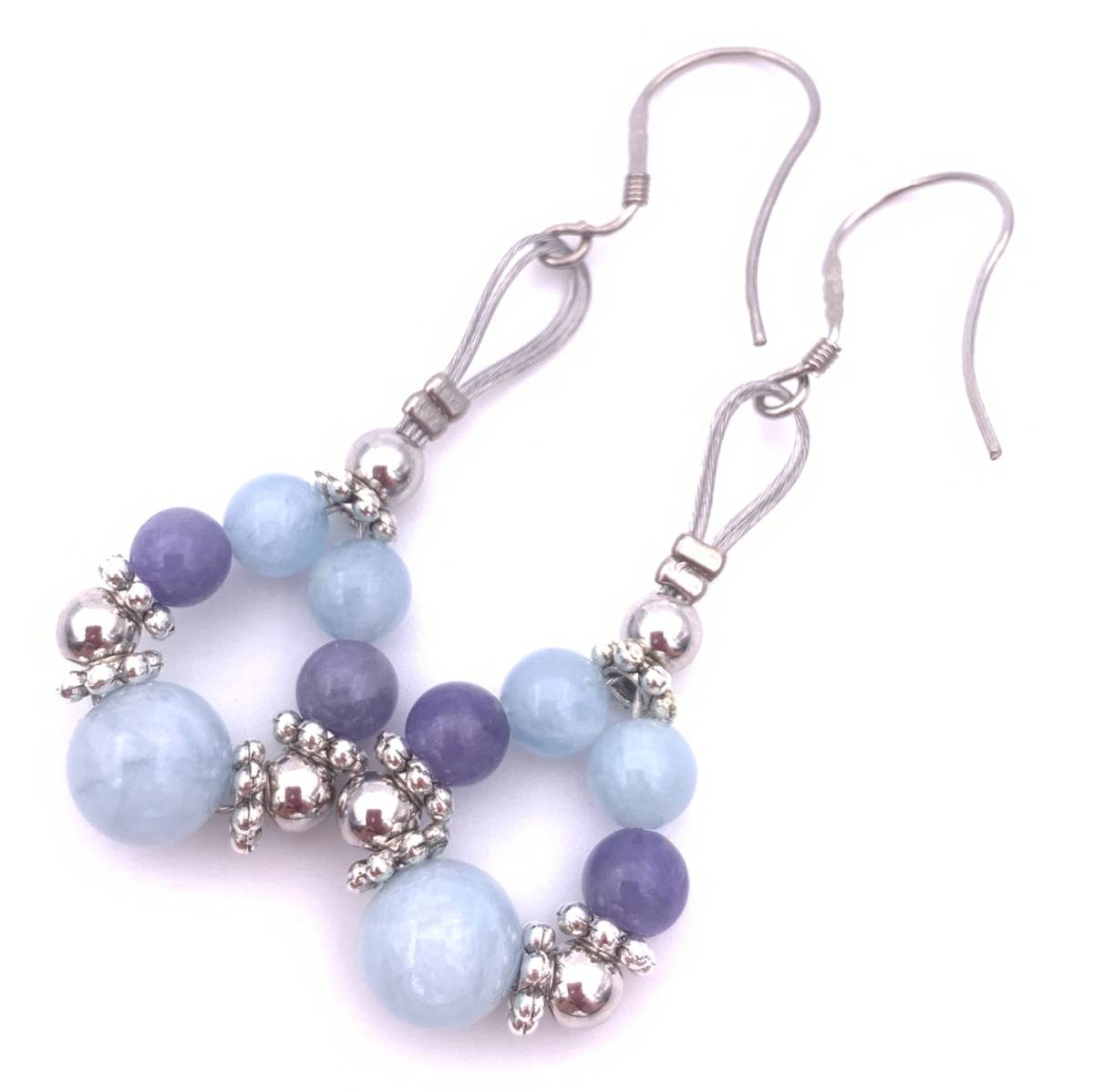 天然石アクアマリン&タンザナイトのピアス