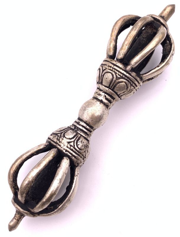 ◆チベット密教法具 九鈷杵（アンティークシルバー）1