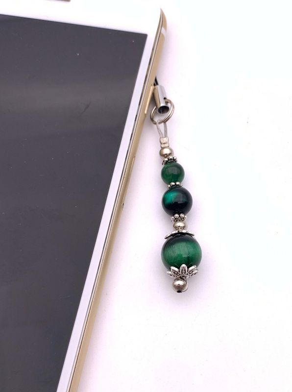 天然石グリーンタイガーアイのストラップ-GT2