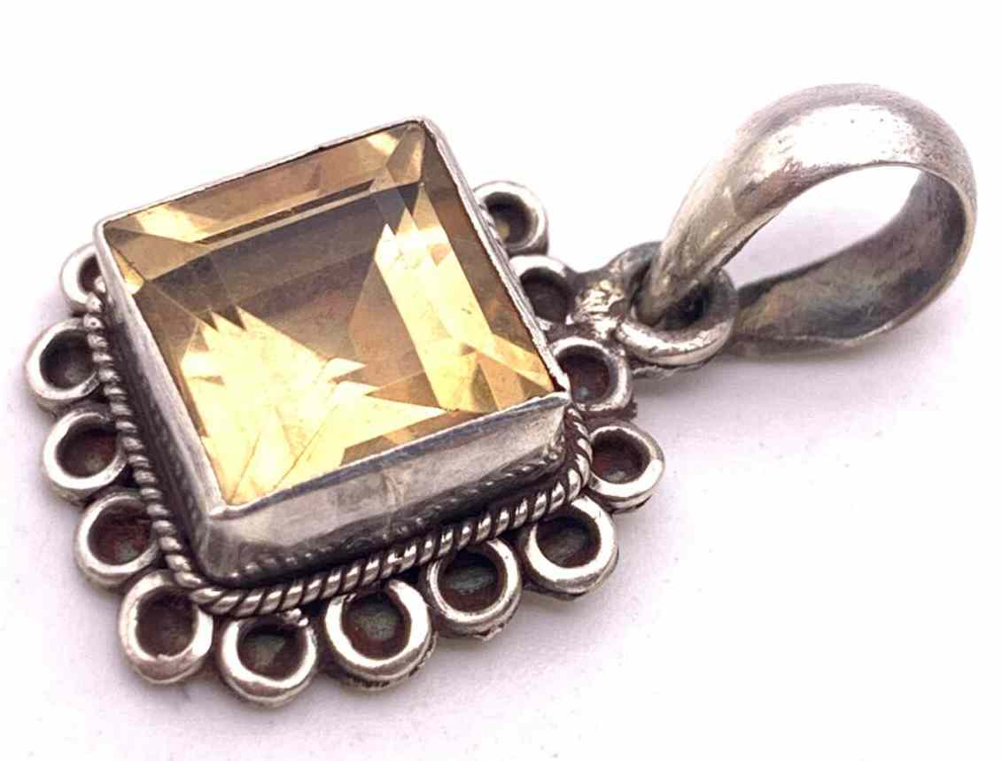 天然石シトリン（黄水晶）silver925トップ/HANDMADE-DT