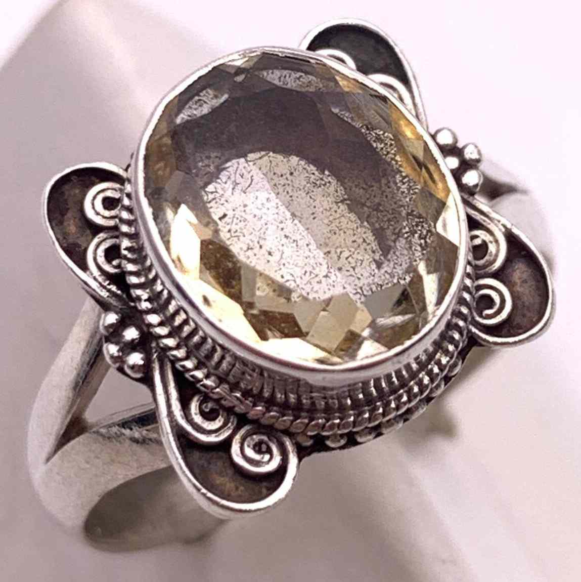 天然石シトリン(黄水晶) silver925リング☆12.5号