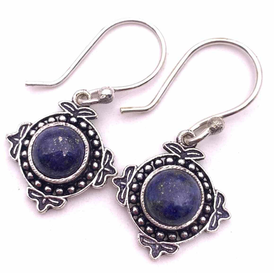 天然石ラピスラズリのピアス-AA1