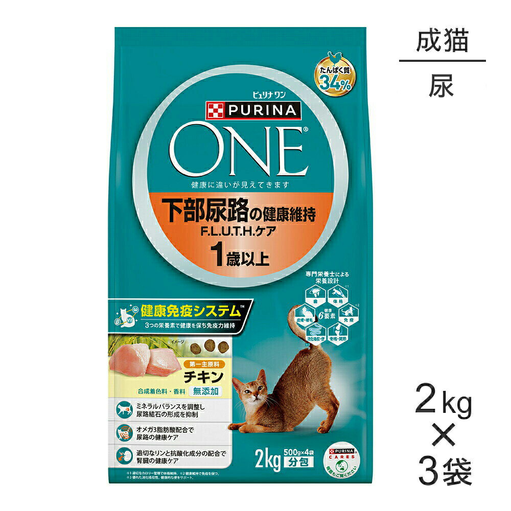 PURINA ONE - 【2kg×3袋】ネスレ ピュリナ ワン キャット 下部尿路の健康維持 F.L.U.T.H.ケア 1歳以上 チキン (猫・キャット)[正規品]