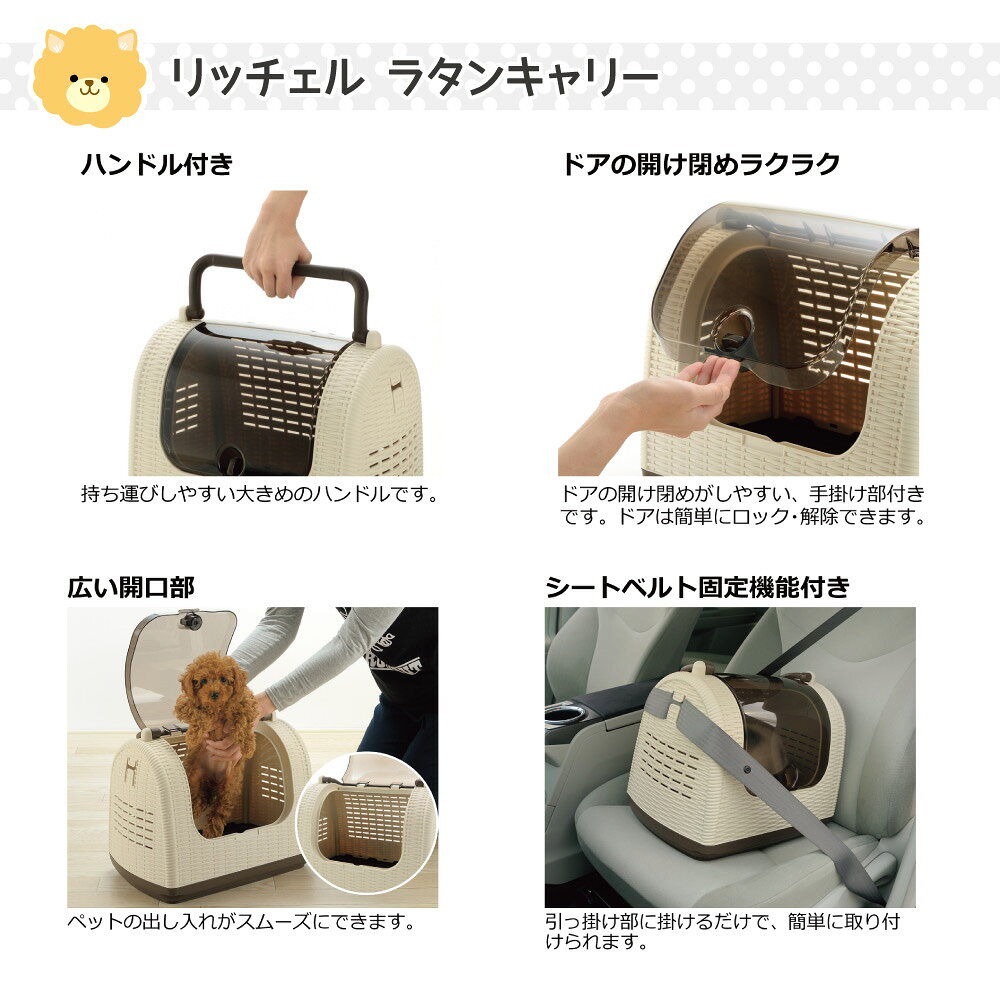 ペモスのリッチェル ラタンキャリー ブラウン (犬猫兼用)｜アングル2