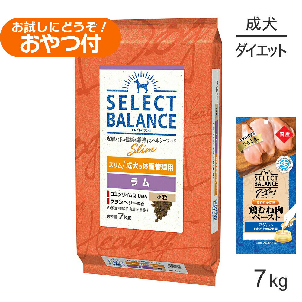 Rakuten - ■最大ポイント10倍【要エントリー】セレクトバランス スリム ラム 小粒 成犬の体重管理用 7kg+成犬用 鶏むね肉ペースト (20g×4本)×2袋(犬・ドッグ)
