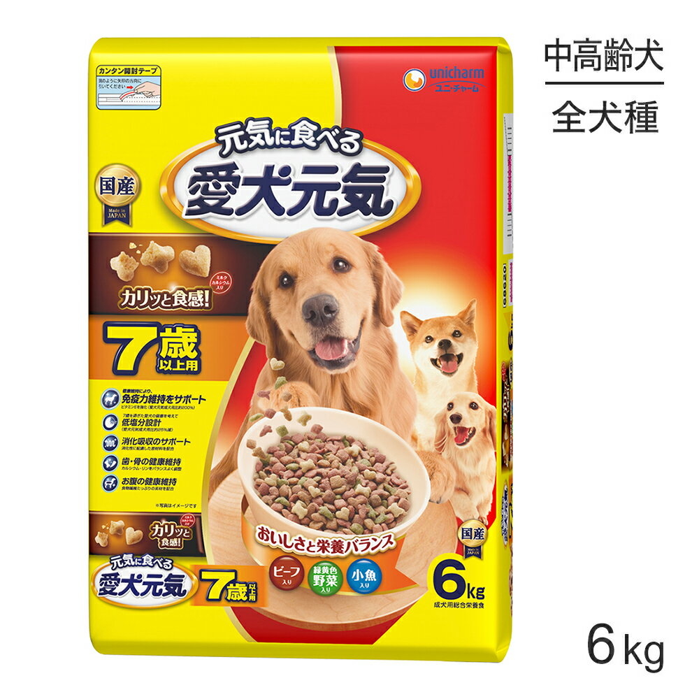 Natural - ■最大ポイント10倍【5/9〜要エントリー】ユニ・チャーム 愛犬元気 7歳以上用 ビーフ・緑黄色野菜・小魚入り 6kg (犬・ドッグ)