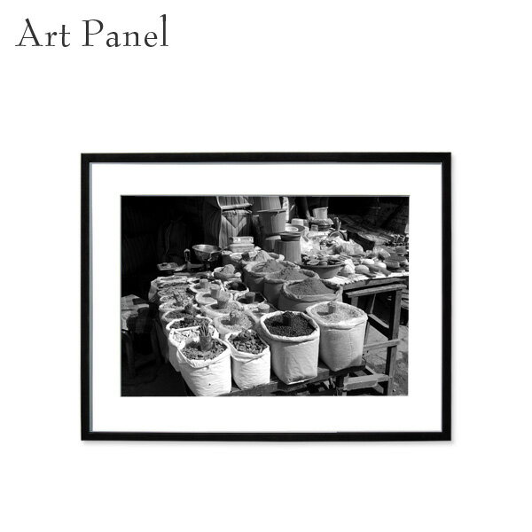 壁掛けインテリア アートパネル モノトーン インド 街並み モダン ウォールパネル 額付き モノクロ写真