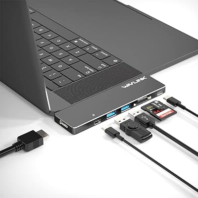 WAVLINK 7-in-1 USB-C/ハブThunderbolt 3 Dock ドッキングステーション 100W出力USB Power Delivery 対応 40Gbps Thunderbolt Type-Cポート、4K対応 HDMIポートUS