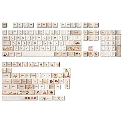 YUNZII タピオカ キーキャップセット 154フルキー PBTカスタムキーキャップ Cherry Gateron MXスイッチ メカニカルゲーミングキーボード用（チェリープロファイル、タピオカ）