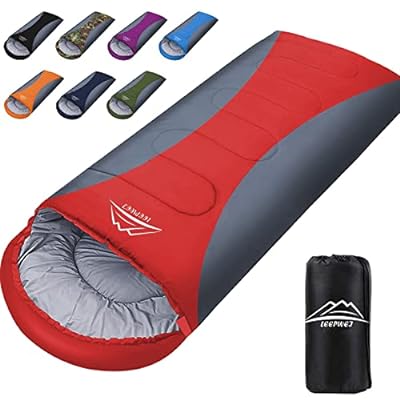 寝袋 LEEPWEI 封筒型 軽量 超暖かい 保温 -15度耐寒 210T 防水 コンパクト 簡単収納 車中泊 防災用 アウトドア キャンプ 丸洗い可能 収納袋付き 1KG/1.4KG /1.8KG 快適温度-5℃-25℃ 春夏秋冬の使用可能 (レッ