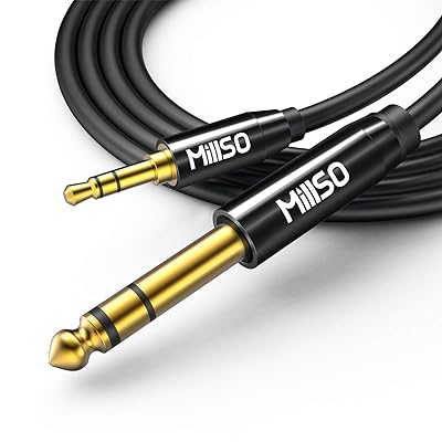 MillSO 6.35mm 3.5mm 変換ケーブル 2.4m オスオス オーディオ変換ケーブル 3.5mmミニプラグ to 6.35mm標準プラグ オーディオケーブル 24金メッキ ステレオケーブル ブラック