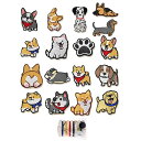 刺しゅうパッチ アイロンワッペン 17個入り アニメ動物 刺繍模様 ファッション かわいい ファッション 個性 多種多様なデザイン DIY装飾 パッチ アクセサリー ダウンジャケット ズボン本 ぼうし 衣類 飾り(犬)