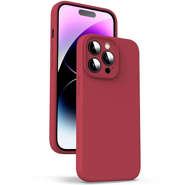 液体シリコンケース対応 iPhone 14 Pro Max、[真の液体シリコーン] [カメラレンズ保護] [指紋防止]