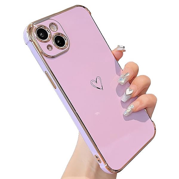 iPhone 14 用 ハートケース iPhone 14 ケース 柔軟な TPU シリコン スマホケース メッキ加工 ソフト